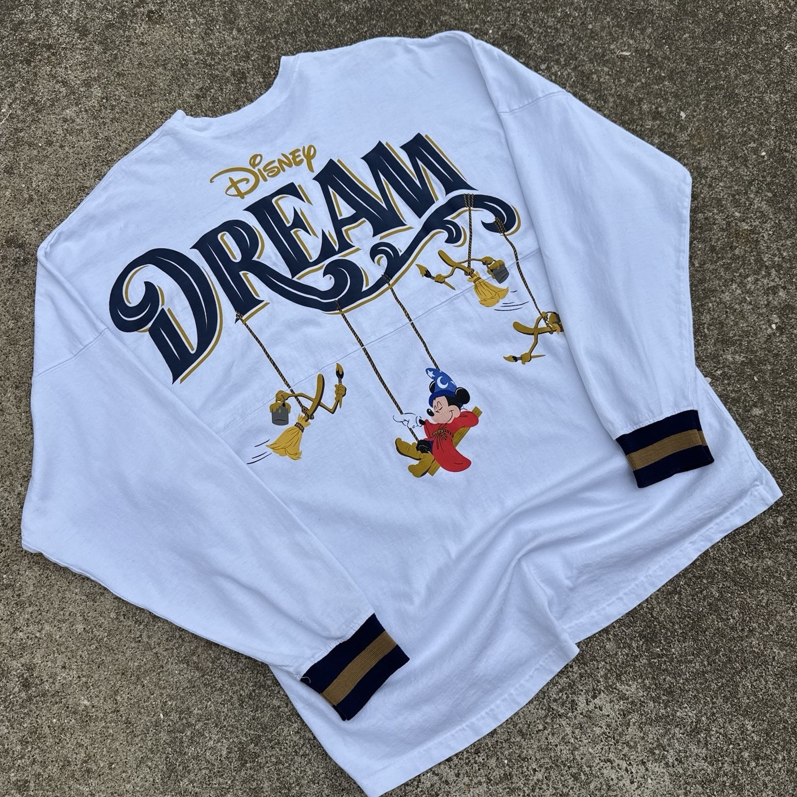 Disney Cruise Line Dream Mickey Fantasia Sorcerer Spirit Jersey White Large D8
